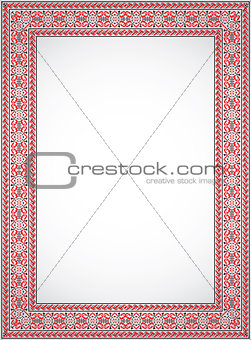 Vertical vector frame - cross stitch Ukrainian ornament