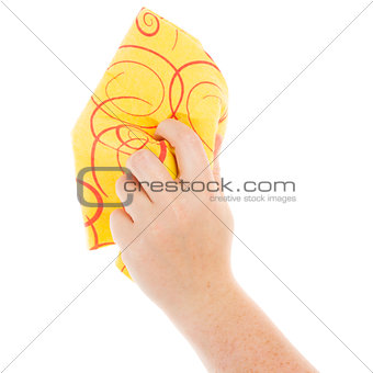 Hand with cleaning cloth