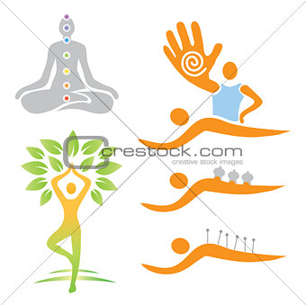 Yoga and alternative medicine symbols