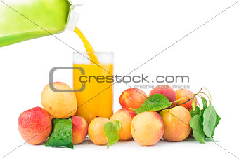 Apricots and glass juice. 