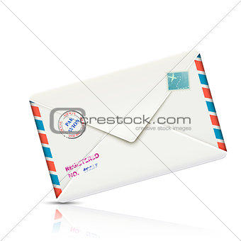 Old-fashioned Airmail Realistic Paper Envelope