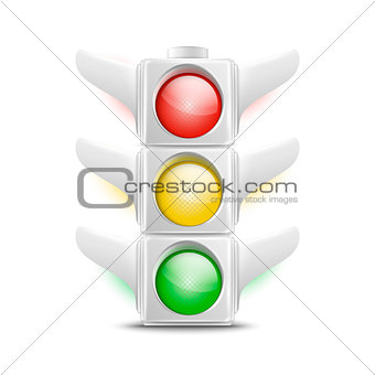 Realistic White Traffic Lights Icon