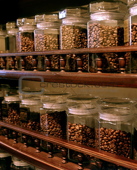 coffee beans on grocery shelves 