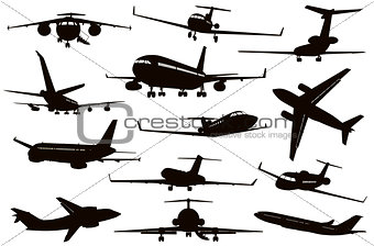 Aircraft silhouettes set
