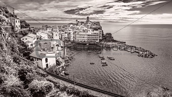 Panoramic vintage view of Vernazza, Cinque Terre