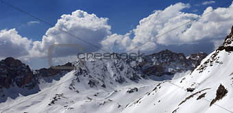 Panorama of snowy mountains in nice day
