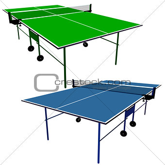 Ping pong blue and green table tennis. Vector illustration.