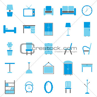 Furniture color icons on white background