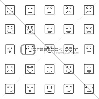 Square face icons on white background