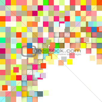 exploded mosaic backdrop in rainbow color on white