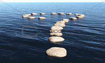 Question mark of stones on the water