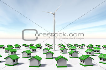 Small houses looked at a wind generator