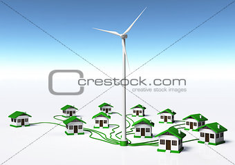 Wind generator supplys the houses