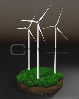 Wind generators on clod of earth