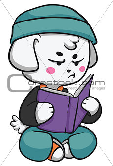Grumpy Dog Reading a Book