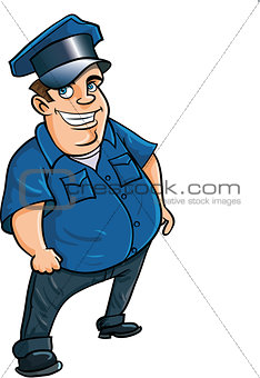 Fat jolly cartoon policeman