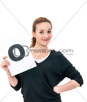 happy young woman with board yes 
