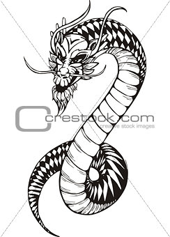 black and white oriental dragon