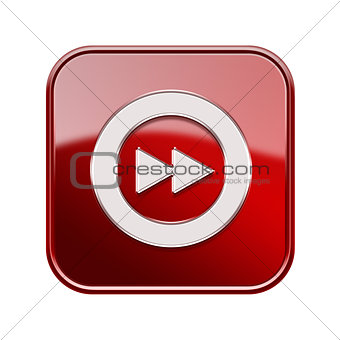 Forward icon glossy red, isolated on white background