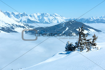 Cloudy winter mountain landscape