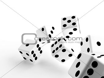 white dice cubes on a light background