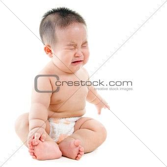 Crying Asian baby boy