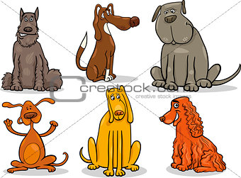 funny dogs set cartoon illustration