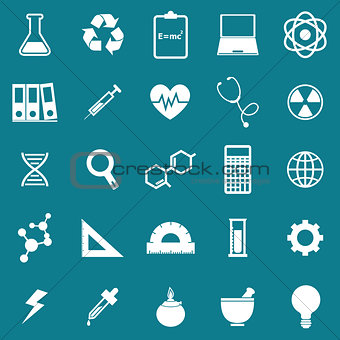 Science icons on blue background