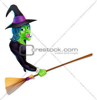 Halloween Witch Pointing with Broom