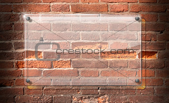 Glass Plate on Brick Wall Background