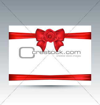 Celebration card with gift bow and rose