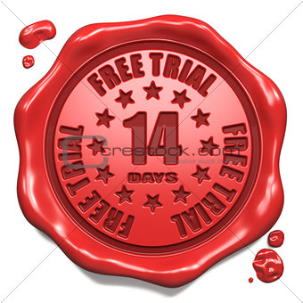 Free Trial 14 Days- Stamp on Red Wax Seal.