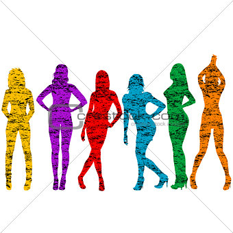 Grunge naked women silhouettes