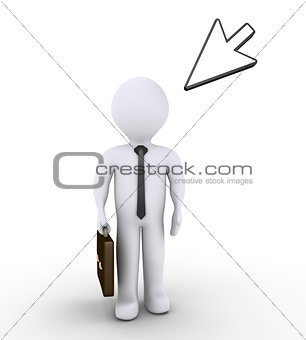 Businessman is standing and a mouse pointer