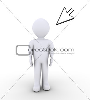 Person is standing and a mouse pointer