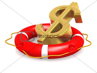 Life buoy with dollar sign