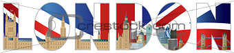 Palace of Westminster and London City Skyline Text Outline