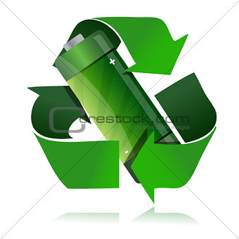battery recycling symbol illustration design over a white backgr