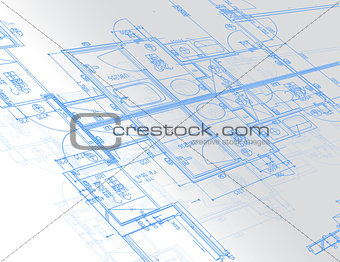 Sample of architectural blueprints over a light gray background 