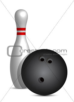 bowling ball and pin illustration