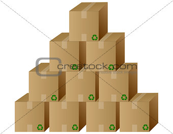 A pile of closed recycled boxes. Vector file also available.
