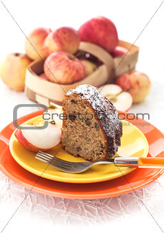 Piece of homemade apple bundt cake