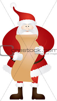 Santa Claus with Christmas List Illustration
