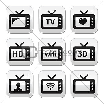 TV set, 3d, HD vector buttons
