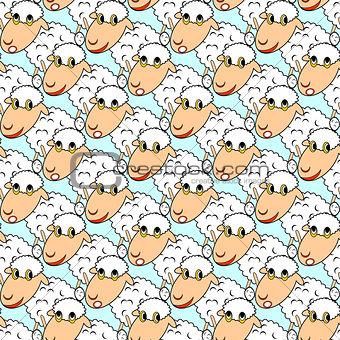 Design seamless pattern with cartoon sheeps
