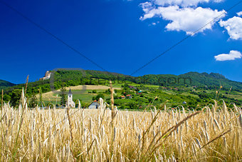 Idyllic agricultural mountain landscape of Croatia