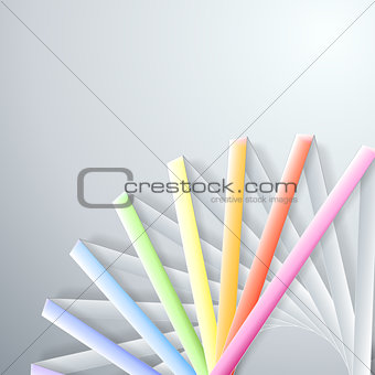 Abstract paper rainbow ribbons on gray background