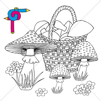 Coloring image mushrooms