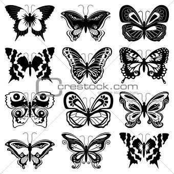 Set of butterfly silhouettes