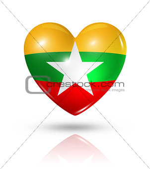 Love Burma Myanmar, heart flag icon